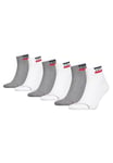 Levi's Quarter Chaussettes, Blanc/Gris, 43/46 (Lot de 6) Unisexe