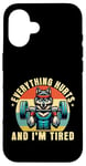 Coque pour iPhone 16 Everything Hurts And I'm Tired Funny Wolf Gym Haltérophilie