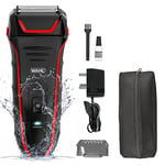 Wahl Clean and Close Plus, Men’s Shaver, Electric Shavers for Men, Beard Shaving, Face Shaver, Flex Foil, Precision Trimmer, Fully Waterproof, Easy Clean, Rubber Grip, Black and Red