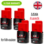 4X 3.5Ah For Milwaukee M12B2 M12 Lithium Cordless 12V Battery Pack 48-11-2420