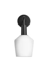 Sleek Opal Glass Schoolhouse Wall Light, 5.5 Inch, White, Black Holder