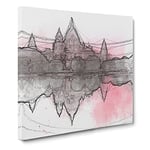 Victoria Memorial in Kolkata India in Abstract Modern Canvas Wall Art Print Ready to Hang, Framed Picture for Living Room Bedroom Home Office Décor, 20x20 Inch (50x50 cm)