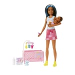 Barbie - Skipper Babysitter (Pink Baby Crib Playset) /Toys