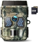 WOLFANG Caméra de Chasse Solaire 4K 48MP Camera Chasse avec Carte Micro SD U3 32GB Vision Nocturne IP66 Étanche pour la Surveillance de la Faune et la Sécurité à Intérieure