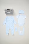 Rock A Bye Baby Boy Cotton 5-Piece Gift Set - Sky Blue - Size 0-3M