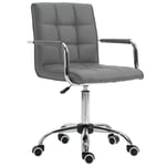 Mid Back PU Leather Home Office Chair Swivel Desk Chair Arm Wheel