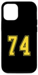 Coque pour iPhone 13 Jaune Numéro 74 Équipe Sports Juniors Uniforme Numéroté