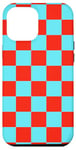 Coque pour iPhone 13 Pro Max Bleu et rouge cerise à carreaux, esthétique, tendance