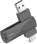 Clé USB C 128GO, Type-C Clef USB 128 GO, 2 en 1 OTG Pendrive 128GB, Type C et USB 2.0 Mémoire Stick pour Smartphones Doté Type-C et OTG Activé, Macbook, PC, Tablette (Gris)