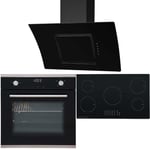 SIA 60cm Electric Single Oven, 5 Zone Induction Hob And 90cm Curved Angled Hood