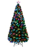 WeRChristmas Pre-Lit Fibre Optic Christmas Tree with Tree Topper and Flower Lights, Green, 7 feet/2.1 m