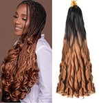 French Curly Braiding Hair 22 Inch 8Pack/lot Loose wave Crochet Hair Pre Stretched Braiding Hair with Curly Ends for Black Women(1B/30)