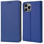 Moozy Étui À Rabat Pour Iphone 14 Pro, Bleu Foncé ? Étui Portefeuille À Rabat Magnétique Intelligent Avec Porte-Cartes