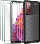 For Samsung Galaxy S20 FE Case Carbon Slim Cover & Glass Screen Protector