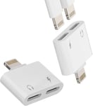 Adaptateur Lightning Vers Ecouteur Et Chargeur Câble Jack(Lot De 2)Pour Iphone14 13 Pro Connecteur Prise Casque Voiture Auxiliaire Audio Certifié Pour Apple Mfi Splitter Pour Ipad [CAS313038]