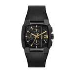 Diesel Cliffhanger Montre pour Homme, Mouvement Chronographe, Bracelet en Silicone, Acier Inoxydable ou Cuir, Noir, 40mm