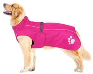 Morezi Dog Coats Waterproof Dog Winter Coat with Padded Fleece Lining Harness D Ring Fit for Labrador Retriever Cockapoo Springer Spaniel Doberman in Cold Weather - Pink - S