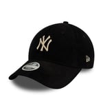 NEW ERA WOMENS 9FORTY CORD BASEBALL CAP.NEW YORK YANKEES BLACK STRAPBACK HAT W24