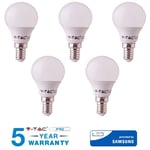 V-tac - ampoules led E14 samsung 7W 45W mini globe warm 3000K 5 pieces