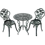 GOPLUS Ensemble de Bistrot pour Jardin de 3 Pieces en Fonte Aluminium avec 2 Chaises et 1 Table Ronde et Terasse, Ensemble Table et Chaise en Metal