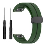 Garmin Fenix 7 Pro jne. 22 mm magneettinen kelloranneke - Army Green mustalla