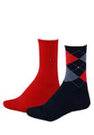 Tommy Hilfiger - Casual Womens Socks - 2 Pack - Womens Clothing - Ladies Socks - Ankle Socks - Signature Embroidered Logo - Red - 39