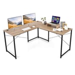 L-Shaped Computer Desk Wooden Writing Desk Workstation PC Desk w/ Monitor Stand