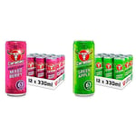 Carabao Energy Drink Mixed Berry (12 Cans) & Green Apple (12 Cans), 24 x 330ml Case Cans, Low Calorie and less Sugar, Tasty Fizzy Flavour, Vegan, B Vitamins, Caffeine with Zero Crash, Multipack