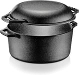 Nutrichef Multi-Cuiseur en Fonte-Cocotte Fonte-Marmite Induction- Casserole Double Pré-Assaisonnée Antiadhésive avec Couvercle et Poignée -Marmite-Ustensiles de Cuisson pour Four, Cuisinière et Gril