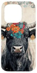 iPhone 15 Pro Bohemian Natural Patterns Floral cow Farm Rural Case