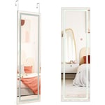 Goplus - Miroir Pleine Longueur avec LED,Psyche Longue Debout Miroir Chambre,Etage Miroir Dressing Miroir,Miroir Mural Cadre en MDF,Miroir Mural