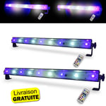 Pack 2 Barres ? led HQ Power slim light - effet wash UV avec stroboscope blanc