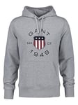 GANT Regular Fit Shield Print Hoodie - Grey, Grey, Size S, Men