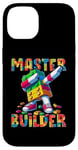 Coque pour iPhone 14 Master Builder Dabbing Blocks Bricks Building Kids Boys Fun