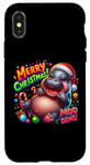 Coque pour iPhone X/XS Adorable bébé hippopotame Moo Deng Merry Christmas Cheer