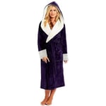 Huva Sherpa Robe Lång Plysch Fuzzy Morgonrock Lila Purple M