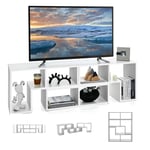 Giantex Meuble TV Combiné Libre avec Étagères Ouvertes, Meuble Télé 3 Pièces en MDF Jusqu’à 65 Pouces, Meuble TV Bois pour Salon Chambre et Bureau, 134-180x30x43 cm, Blanc