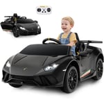 Goplus - Lamborghini 12V Voiture Electrique Enfants 1 Places, Vehicules Electrique Enfants pour 3 Ans+, 3 Vitesses 3-5 km/h, Son, Télécommande,