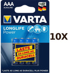 10 Packs of 4-blister Varta Battery alkaline AAA/LR03 1.5V High Energy MN2400