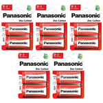 Panasonic Lot de 5 Packs de 2 Piles Red Zinc-Carbon D - R20-1,5 V