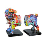 Casablanca Deko 1 Paire de Serre-Livres Support CD - Figurine d'animal Mops Figurine de Chien avec Collier Cloche - Design : Street Art Graffiti Chien Moderne - Multicolore Longueur Totale 22,5 cm