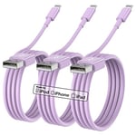 iPhone Charger Cable 1M, 3Pack Apple MFi Certified iPhone Lightning to USB Cable 1Meter, Fast iPhone Charging Wire Apple Lead for iPhone 13/12/11 Pro/11/XS MAX/XR/8/7/6s/6/5S/SE iPad Original Purple