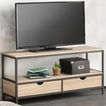 Idmarket - Meuble tv detroit - 2 tiroirs - Design industriel - 113 cm - Naturel