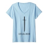 Womens Excalibur The Legendary Sword in the Stone of King Arthur V-Neck T-Shirt