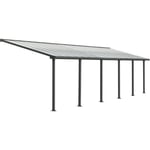 Pergola adossée Olympia 27,5 m² - Aluminium et polycarbonate - Gris - PALRAM