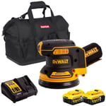 DeWalt DCW210N 18V XR Brushless Orbital Sander 2 x 5.0Ah Batteries Charger & Bag