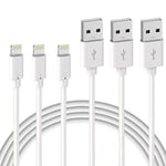 Quntis Lot de 3 Câble Chargeur , Fil Lightning Certifié MFi Original, Câble Lightning pour Charge iPhone 13 12 11 Pro Max XS Max XR X 8 7 6s Plus SE Chargeur iPad Pro Airpods, Cordon 1m