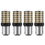 Tlily - 4 PièCes 3014 144Smd Canbus Ampoule P21W 1157 BAY15D Voiture Led Diurne Clignotant Super LumièRe Jaune