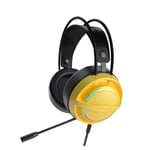 PSH-100 Spelheadset med mikrofon RGB trådbundna hörlurar 7.1 Surround Sound Datorspel Hörlurar för PC Laptop Gul