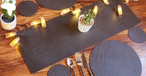 Classic Brown Dining Table Set 6 Round Placemats 6 Coasters & Runner